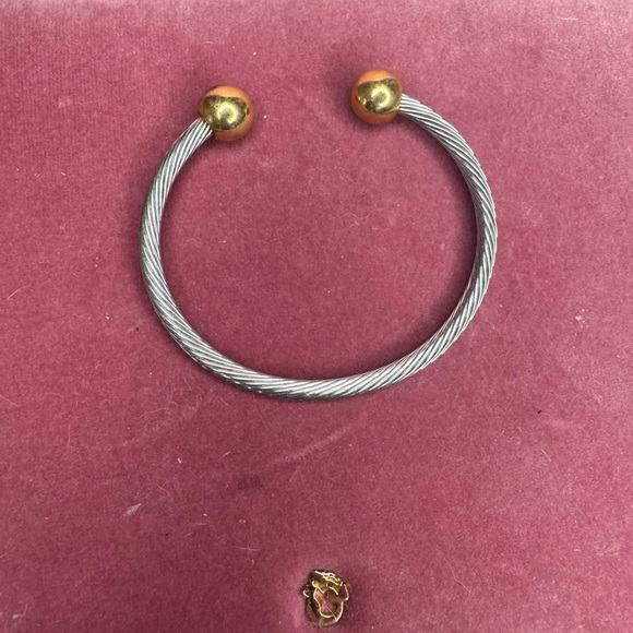 Two-Toned Silver and Gold Tone Spiral Twist Cuff Bracelet - Picture 2 of 7